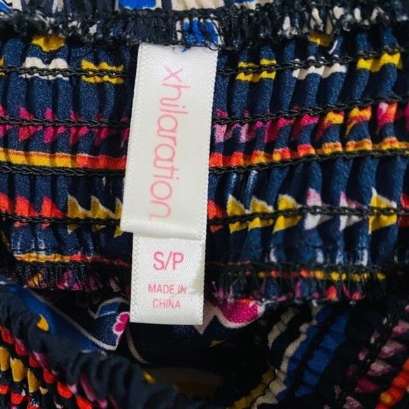 XHILIRATION WOMENs MULTICOLOR AZTEC PRINT ELASTIC WAIST TUBE BLOUSON DRESS Sz-S - Picture 6 of 7